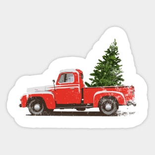 Vintage Pickup Truck Christmas Tree Sticker